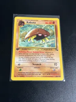 Pokemon TCG Kabuto Fossil 1st Edition Common Card 50/62 Regular - Image 1