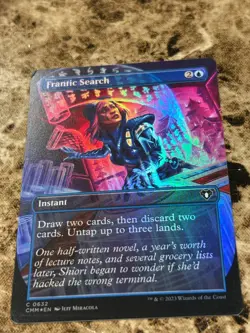 FRANTIC SEARCH Magic the Gathering MTG Commander Master Borderless Foil - Image 1