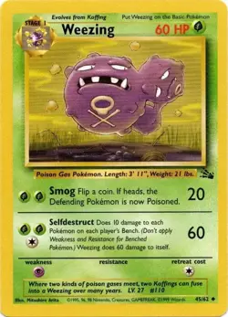 Weezing 45/62 Fossil Set Pokemon LP BUY 2 CARDS GET 1 FREE!! - Image 1