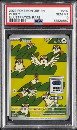 2023 POKEMON OBF EN-OBSIDIAN FLAMES ILLUSTRATION RARE #207 PIDGEY PSA 10 - Image 1