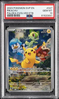 2023 POKEMON SVP EN-SV BLACK STAR PROMO #027 PIKACHU PSA 10 - Image 1