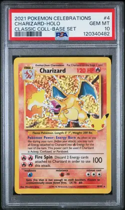 2021 POKEMON CELEBRATIONS CLASSIC COLL #4 CHARIZARD-HOLO PSA 10 - Image 1