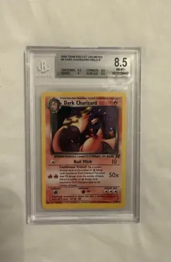 2000 Pokemon Team Rocket Unl. Holo Dark Charizard #4 BGS 8.5 NM-MT+ High Quad - Image 1