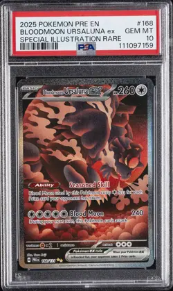 2025 POKEMON PRE EN-PRISMATIC EVOLUTIONS #168 BLOODMOON URSALUNA EX PSA 10 - Image 1