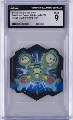 2025 POKEMON CENTER STICKERS PSYCHO CYBER CAMPAIGN SOLOSIS EVOLUTION LINE CGC 9 - Image 1