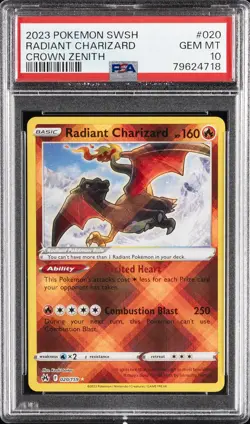 2023 POKEMON SWORD & SHIELD CROWN ZENITH #020 RADIANT CHARIZARD PSA 10 - Image 1