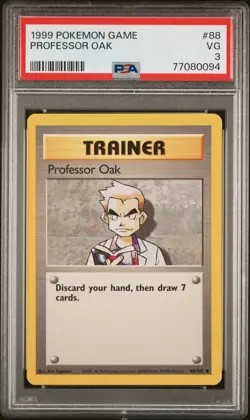 1999 POKEMON BASE SET UNLIMITED #88 PROFESSOR OAK PSA 3 - Image 1