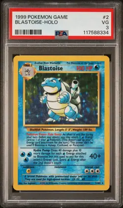1999 Pokemon TCG Holo Blastoise Base Set #2 PSA 3 - Image 1