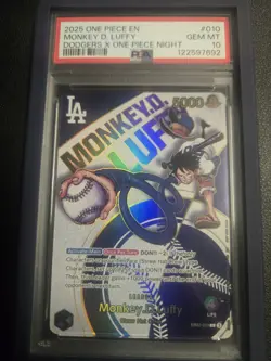 Monkey D. Luffy Dodgers x One Piece Card PSA 10 Gem Mint - Image 1
