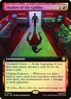 NM Extended Art Foil Shadow of the Goblin, MTG, Marvel's Spider-Man, Magic, 262 - Image 1