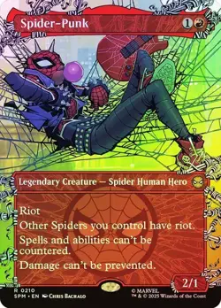 NM Borderless Foil Spider-Punk, MTG, Marvel's Spider-Man, Magic, 210 - Image 1