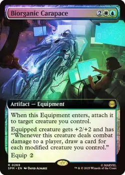 NM Extended Art Foil Biorganic Carapace, MTG, Marvel's Spider-Man, Magic, 269 - Image 1