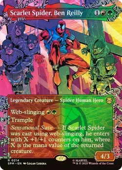 NM Borderless Foil Scarlet Spider, Ben Reilly, MTG, Marvel's Spider-Man, Magic - Image 1