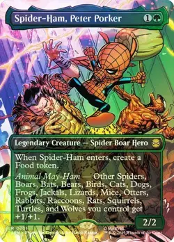 NM Borderless Foil Spider-Ham, Peter Porker, MTG, Marvel's Spider-Man, Magic - Image 1
