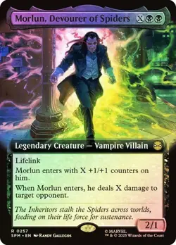 NM Extended Art Foil Morlun, Devourer of Spiders, MTG, Marvel's Spider-Man - Image 1