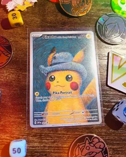 Pikachu with Grey Felt Hat | Van Gogh Pokemon Cards | Eng. | #8 | Read Descrip. - Image 3