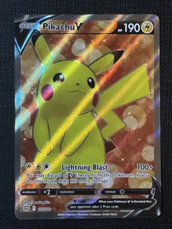 Pokemon Pikachu v TCG Full Art Card Sword & Shield: Brilliant Stars 157/172 NM - Image 1