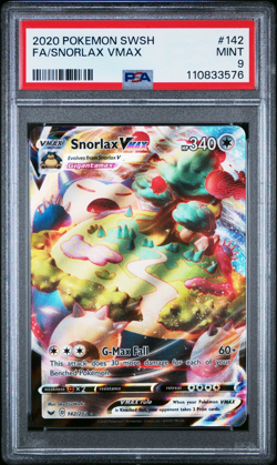 PSA 9 Mint Pokemon SWSH Snorlax VMAX Full Art Ultra Rare Graded Card - Image 1