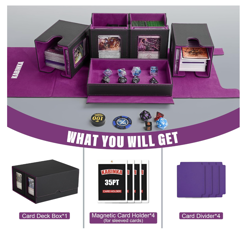 Card Deck Box for MTG with Commander Display, 5 in 1 Card Storage Box Fits 400+ - Image 3