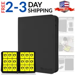 Trading Card Binder 9 Pocket, 360 Pockets Trading Card Holder Book, PU Cover... - Image 1
