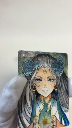 Hand Painted Altered MTG Card,Island, Anime Girl,waifu [Excellent] FromJapan #19 - Image 2