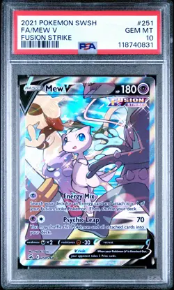 2021 POKEMON SWORD & SHIELD FUSION STRIKE #251 FULL ART/MEW V PSA 10 - Image 1