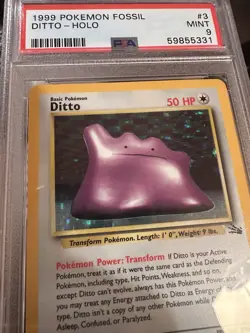 1999 Pokemon Fossil Ditto #3 English Holo Rare 3/62 - PSA 9 MINT - Image 3