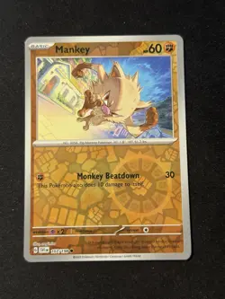 Reverse Holo Mankey 107/198 Common Scarlet & Violet Base Set Pokemon TCG - Image 1