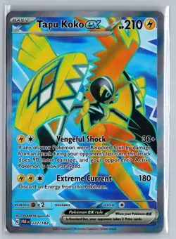 Tapu Koko ex 222/182 SV04: Paradox Rift Pokemon NEAR MINT NM - Image 1