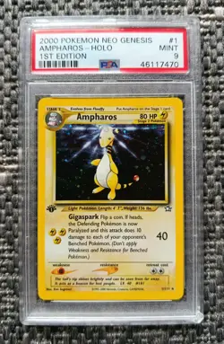 Pokemon Ampharos Holo Neo Genesis 1st Edition PSA 9 - Image 1