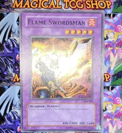 Yugioh Flame Swordsman LOB-003 Super Rare Original Print Konami 2002 - Image 3