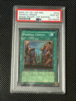 YUGIOH PSA 10 2002 Painful Choice MRL-049 Super Rare 1st Edition *5225 - Image 1