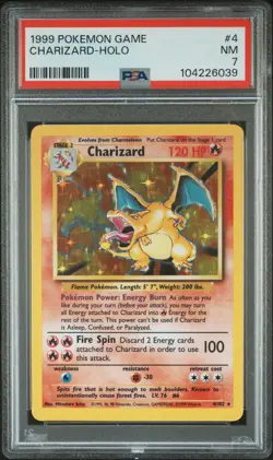 1999 POKEMON BASE SET UNLIMITED #4 CHARIZARD-HOLO PSA 7 - Image 1
