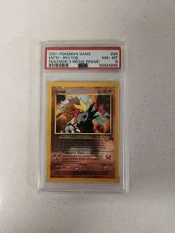 2001 Pokemon Game Entei #34 Reverse Foil Pokemon 3 Movie Promo PSA 8 - Image 1