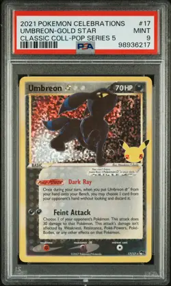 PSA 9 Pokemon TCG 2021 Celebrations n #17 Umbreon-Gold Star MINT - Image 1