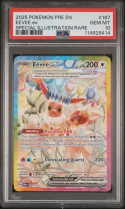 2025 POKEMON PRE EN-PRISMATIC EVOLUTIONS #167 EEVEE EX PSA 10 - Image 1