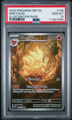 2023 POKEMON OBF EN-OBSIDIAN FLAMES ILLUSTRATION RARE #199 NINETALES PSA 10 - Image 1