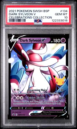 2021 POKEMON SWSH BLACK STAR PROMO CELEBRATIONS COLL #134 DARK SYLVEON V PSA 10 - Image 1