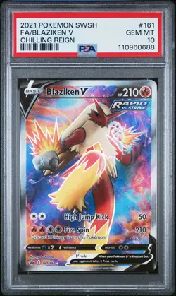 2021 POKEMON SWORD & SHIELD CHILLING REIGN #161 FULL ART/BLAZIKEN V PSA 10 - Image 1