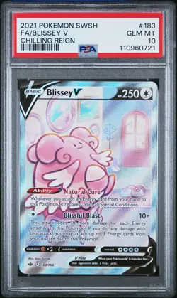 2021 POKEMON SWORD & SHIELD CHILLING REIGN #183 FULL ART/BLISSEY V PSA 10 - Image 1