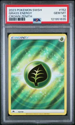2023 POKEMON SWORD & SHIELD CROWN ZENITH #152 GRASS ENERGY PSA 10 - Image 1