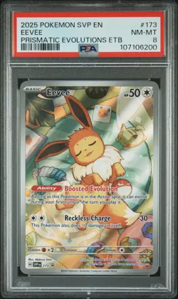2025 POKEMON SVP EN-SV BLACK STAR PROMO #173 EEVEE PSA 8 - Image 1