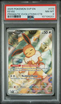 2025 POKEMON SVP EN-SV BLACK STAR PROMO #173 EEVEE PSA 8 - Image 1