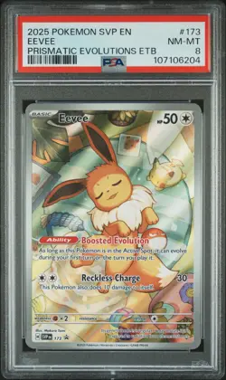 2025 POKEMON SVP EN-SV BLACK STAR PROMO #173 EEVEE PSA 8 - Image 1
