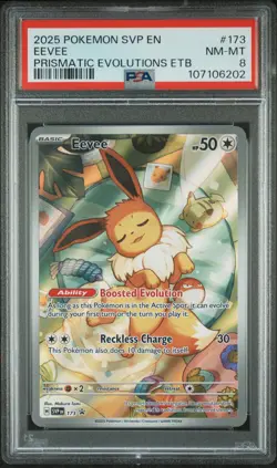 2025 POKEMON SVP EN-SV BLACK STAR PROMO #173 EEVEE PSA 8 - Image 1