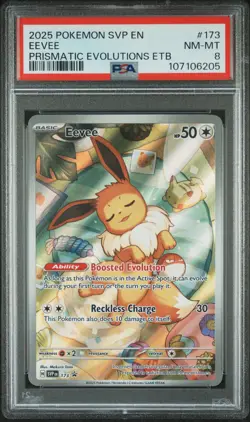 2025 POKEMON SVP EN-SV BLACK STAR PROMO #173 EEVEE PSA 8 - Image 1