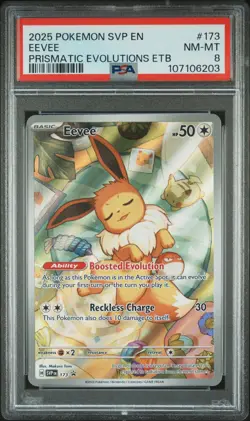2025 POKEMON SVP EN-SV BLACK STAR PROMO #173 EEVEE PSA 8 - Image 1