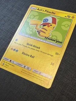 Pokemon TCG Ash's Pikachu SM112 Special Promo Card LP Condition - Image 2