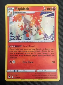Pokemon TCG Rapidash 022/195 Holo Rare Silver Tempest NM - Image 1