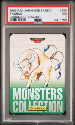 1996 POKEMON JPN BANDAI CARDDASS VENDING #128 TAUROS PSA 7 - Image 1